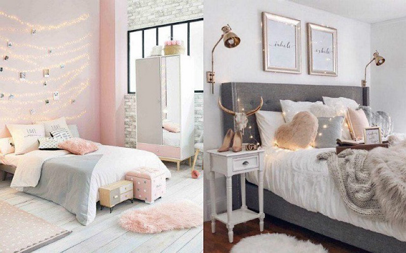 Một số mẫu trang trí phòng ngủ kết hợp giường siêu xinh 
