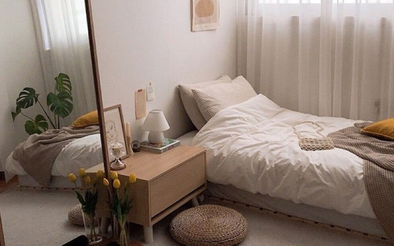 Trang trí phòng ngủ không giường bằng tấm gỗ thay thế tiện lợi