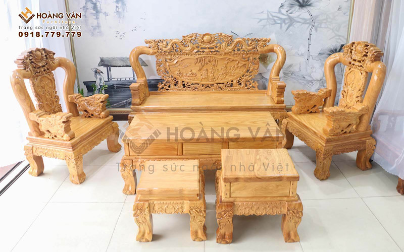 Mẫu sofa gỗ rồng bát tiên sang trọng 