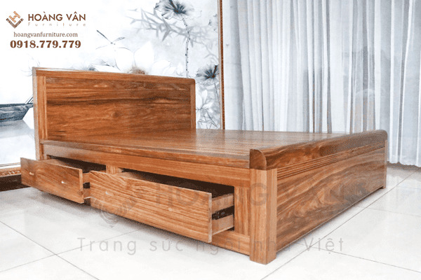 Mẫu giường ngủ gỗ hương có ngăn kéo chứa đồ tiện lợi