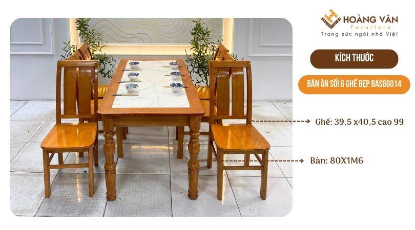 bàn ăn 6 ghế gỗ sồi đẹp bas6g014