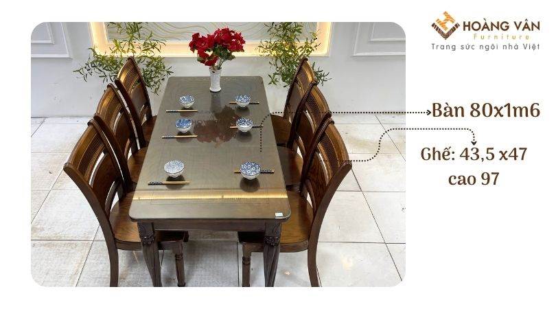 Bộ bàn ăn sồi 6 ghế đẹp giá rẻ